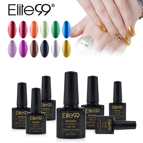 Elite99 10ml Metallic Mirror Effect UV Gel Polish Long Lasting Metal Gold Color Nail Varnishes Polish Nail Art Manicure