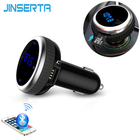 JINSERTA Car MP3 Audio Player Bluetooth FM Transmitter Without Remote Wireless FM Modulator Car Kit HandsFree LCD USB TF Reader
