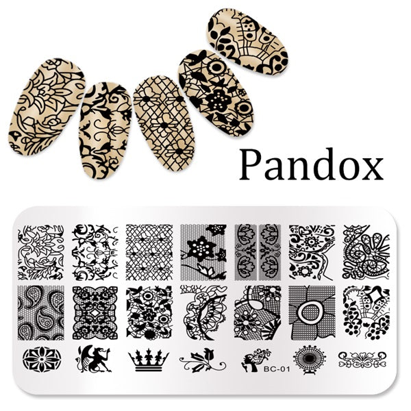 Pandox stamp Flower Nail Stamping Plates Image High Quality Stainless Steel Plate Image DIY Nail Art Templates Beauty Nail Art