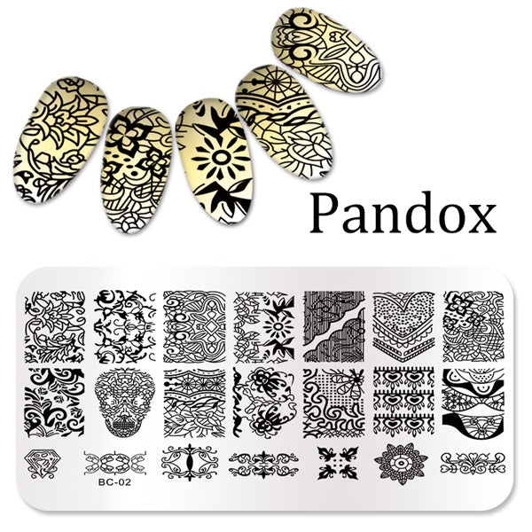 Pandox stamp Flower Nail Stamping Plates Image High Quality Stainless Steel Plate Image DIY Nail Art Templates Beauty Nail Art