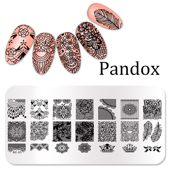 Pandox stamp Flower Nail Stamping Plates Image High Quality Stainless Steel Plate Image DIY Nail Art Templates Beauty Nail Art