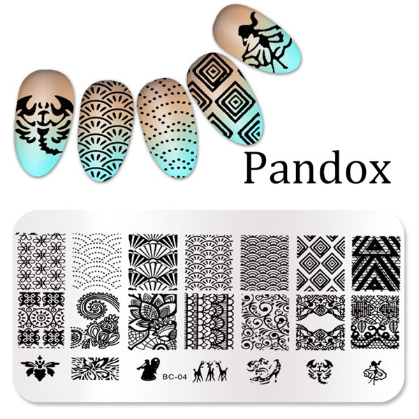 Pandox stamp Flower Nail Stamping Plates Image High Quality Stainless Steel Plate Image DIY Nail Art Templates Beauty Nail Art