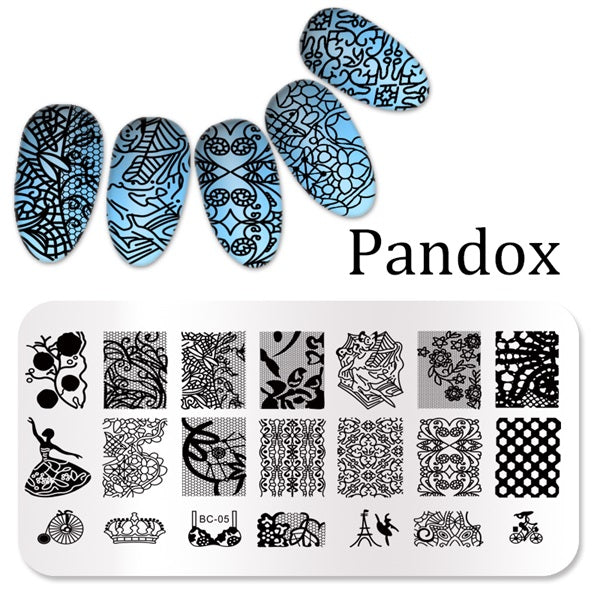 Pandox stamp Flower Nail Stamping Plates Image High Quality Stainless Steel Plate Image DIY Nail Art Templates Beauty Nail Art