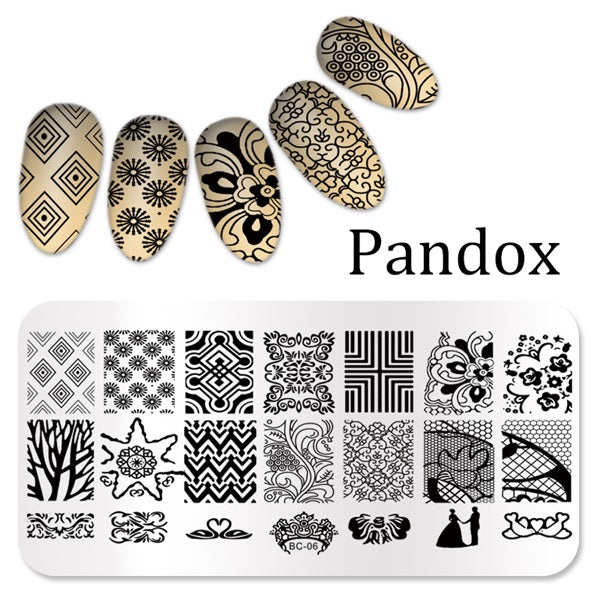 Pandox stamp Flower Nail Stamping Plates Image High Quality Stainless Steel Plate Image DIY Nail Art Templates Beauty Nail Art