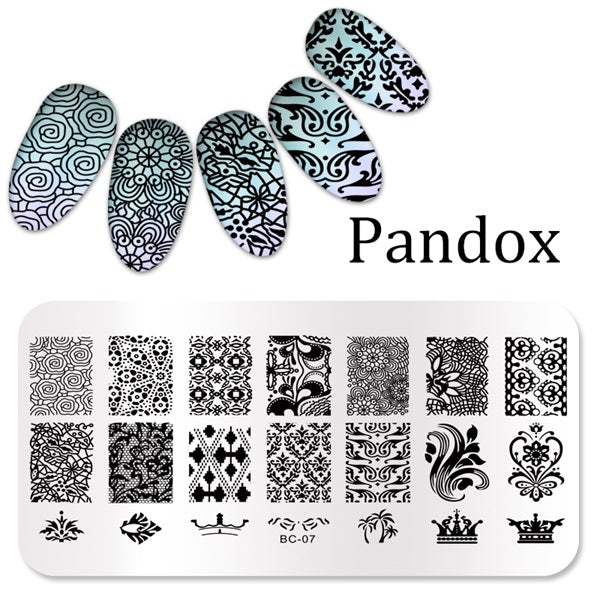 Pandox stamp Flower Nail Stamping Plates Image High Quality Stainless Steel Plate Image DIY Nail Art Templates Beauty Nail Art