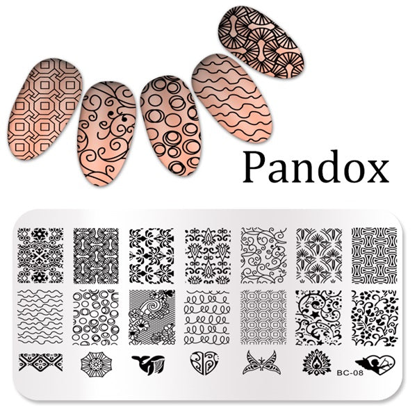 Pandox stamp Flower Nail Stamping Plates Image High Quality Stainless Steel Plate Image DIY Nail Art Templates Beauty Nail Art