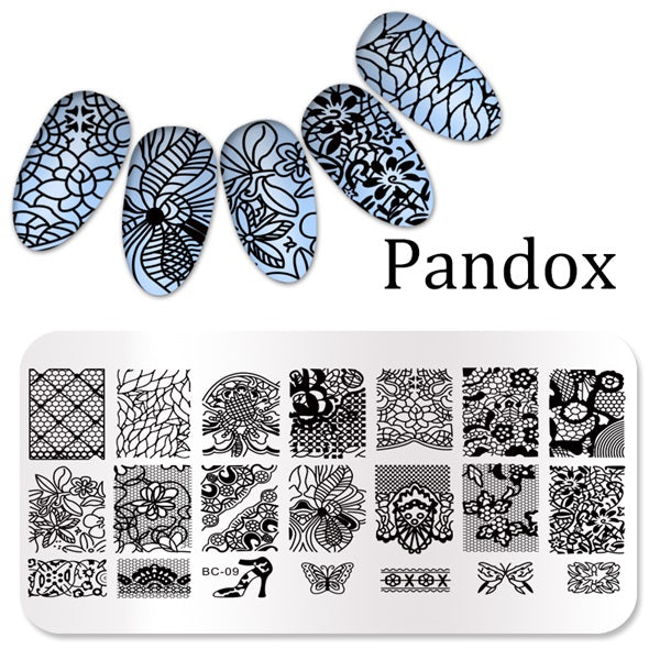 Pandox stamp Flower Nail Stamping Plates Image High Quality Stainless Steel Plate Image DIY Nail Art Templates Beauty Nail Art