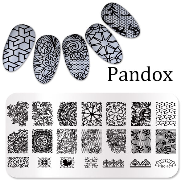 Pandox stamp Flower Nail Stamping Plates Image High Quality Stainless Steel Plate Image DIY Nail Art Templates Beauty Nail Art