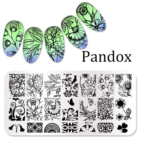 Pandox stamp Flower Nail Stamping Plates Image High Quality Stainless Steel Plate Image DIY Nail Art Templates Beauty Nail Art