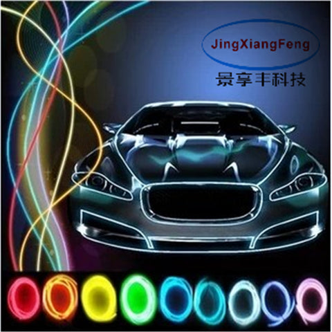 JingXiangFeng 10 colors Car Styling 5M flexible neon light glow EL With 12V interior lights lighter DIY Decorative Dash Door