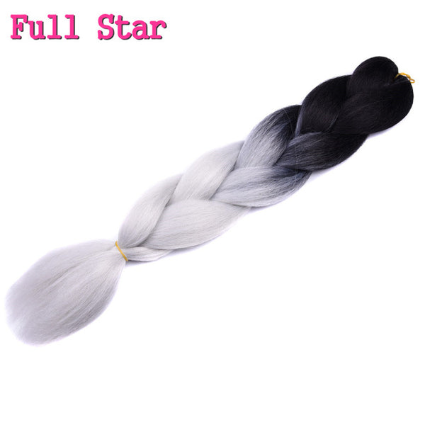 Full Star 100g Straight ombre Braiding Blue hair products Pure Green Red Synthetic High Temperature Fiber Braids Hair Exthension