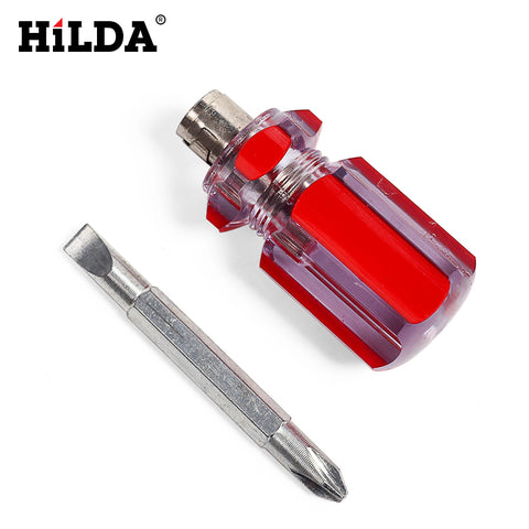 HILDA Mini Bidirectional Interchangeable Head Screwdriver Phillips & Flat Tip Screwdriver For DIY Repair Tools