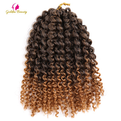 Golden Beauty 8-12inch Kinky Curly Crochet Hair Synthetic Braiding Hair Extensions Marleybob Crochet Braids 60 strands/pack