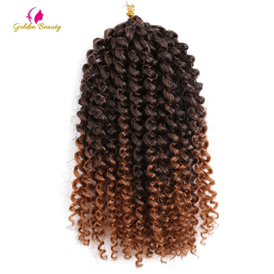 Golden Beauty 8-12inch Kinky Curly Crochet Hair Synthetic Braiding Hair Extensions Marleybob Crochet Braids 60 strands/pack