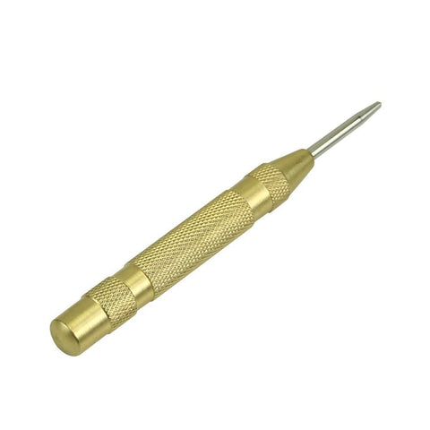 MYLB-Brass Yellow Automatic Center Punch Spring Loaded Chrome Rivet Screw Auto Mark Hole Length 127mm