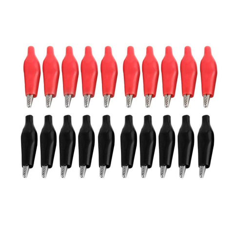 20 Pcs Black Red Soft Plastic Coated Testing Probe Alligator Clips Crocodile Test Clip Leads electrical equipment supplies