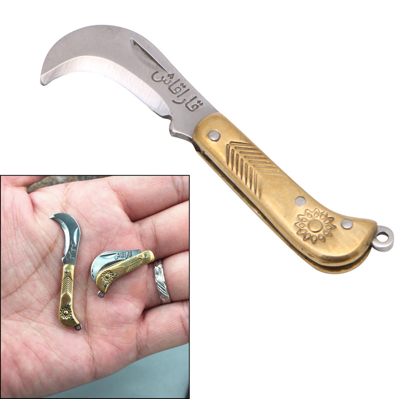 Amy Mini Retro Carving Small Pocket Keychain Folding Folder Knife Brass New Nice Gifts