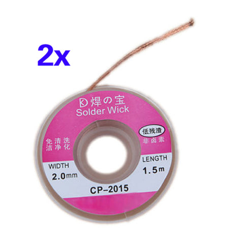 CNIM Hot 2Pcs 2.0MM Solder Wick Remover Desoldering Braid Wire Sucker Cable Fluxed Flux