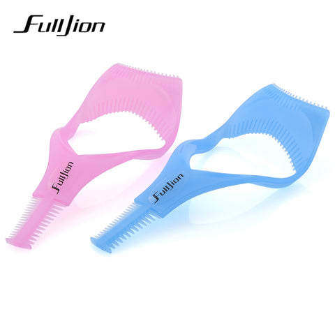 Fulljion Eyelash Brush Curler 3 in 1 Mascara Applicator Guide Guard Eyelash Comb Cosmetic Brush Eyes Lash Curler Makeup Tools