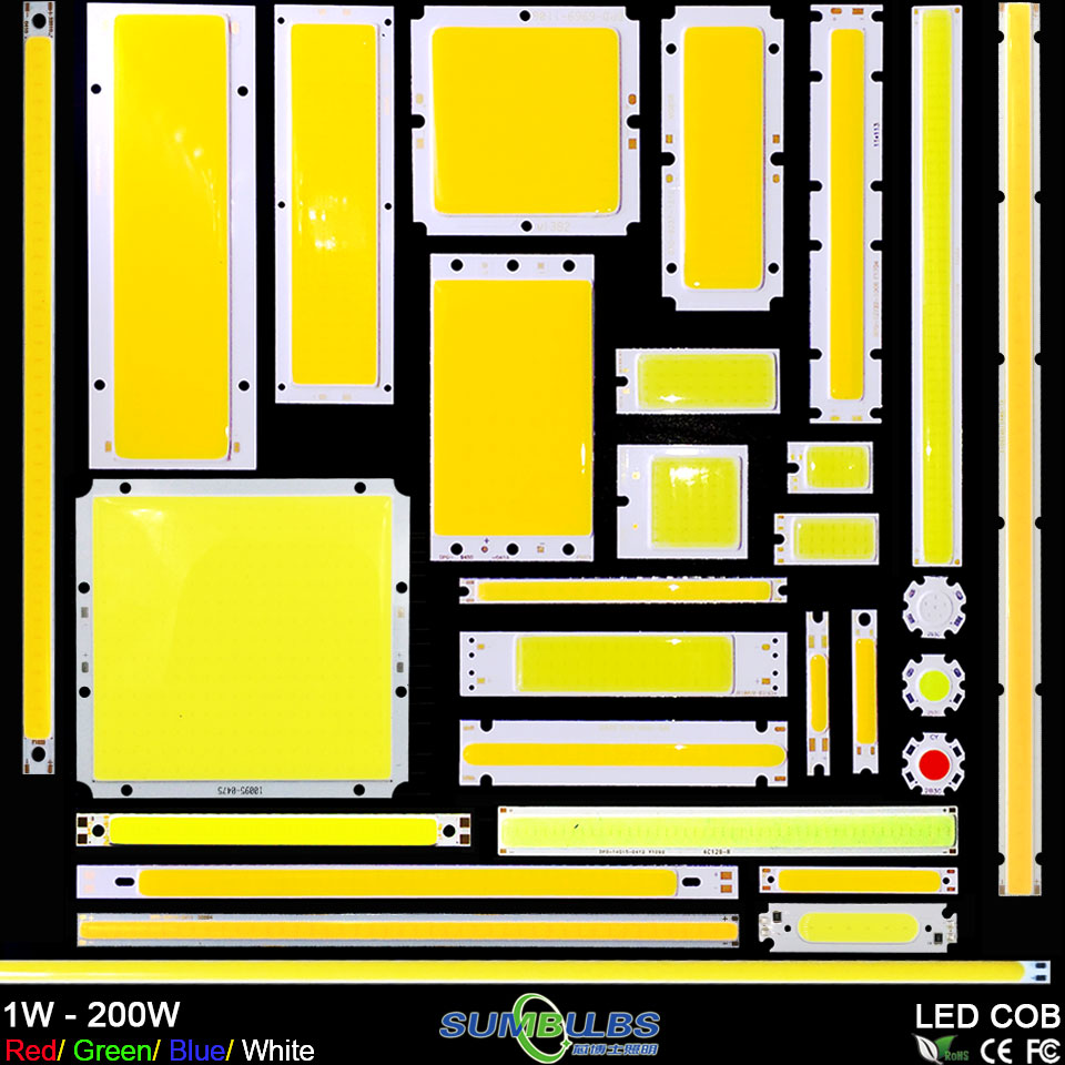 Sumbulbs COB LED Light Strip 10W 20W 30W 50W Lamp Bulb Warm Nature Cold White Blue Red Chip On Board DIY Lighting LED Matrix DC