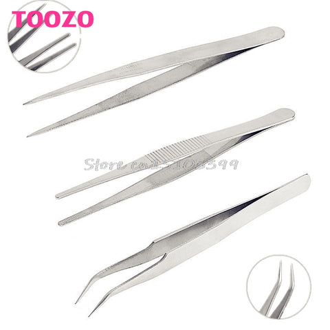 3Pcs Precision Repair Mounting Tool Set Electronic Stainless Steel Tweezers #G205M# Best Quality