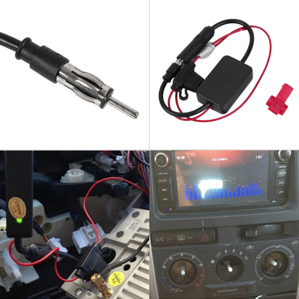 High Quality Black 12V Car Automobile Radio Signal Amplifier ANT-208 Auto FM Antenna Booster#