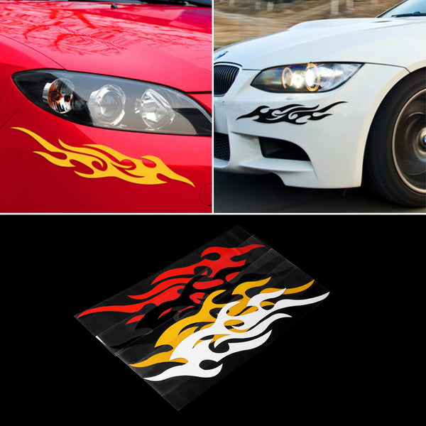 2pcs Universal Car Sticker Styling Engine Hood Motorcycle Decal Decor Mural Vinyl Covers Accessories Auto Flame Fire &