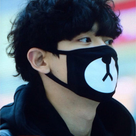 2017 Cotton Mouth Face Mask Unisex Korean Kpop EXO Chanyeol Same Style Chan yeol Lucky Bear Black Mouth Mask Face Respirator