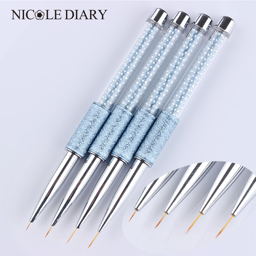 1 Pc Nail Art Liner Drawing Brush Pen 5mm/7mm/10mm/13mm Blue Rhinestone Handle Manicure Nail Art Tool