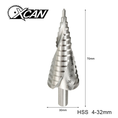 Xcan Free shipping 1pcs 4-32mm Pagoda Drill Hexagon screw drill HSS Power Tools  Spiral Grooved Metal Steel Step Drill Bit