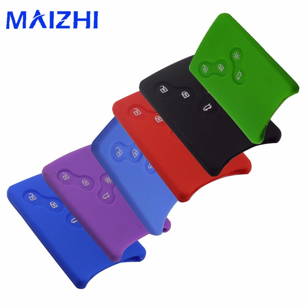 maizhi Silicone Rubber Car Key Cover Case Car Styling Cover For Renault Clio Logan Megane 2 3 Koleos Scenic Card Keychain Case