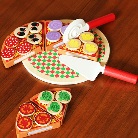 Pizza Party House Toys Food Simulation Tableware For Children Pretend Play Toys With Tableware Size 21cm