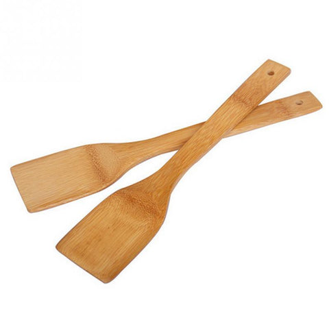 1Pcs  Natural Health Bamboo Wood Kitchen Slotted Spatula Spoon Mixing Holder Cooking Utensils Dinner Food Wok Shovels Supplies