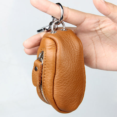 Key Holder Genuine Cow Leather Key Case Zipped Key Pouch Keychain Auto Car Key Cases Bag High Quality