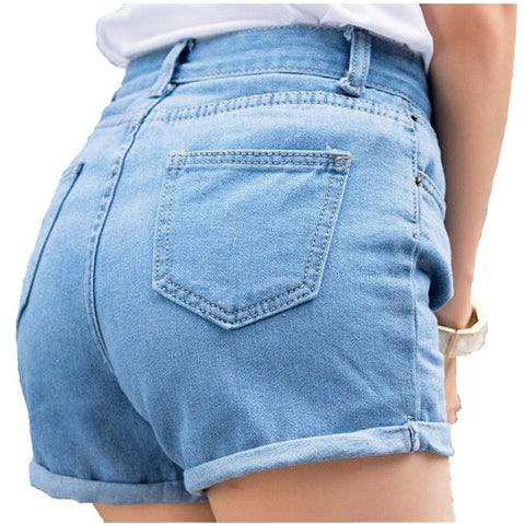 Spring and Summer Retro high waist Women denim shorts Blue loose short female thin curling fashion lager size short jeans women