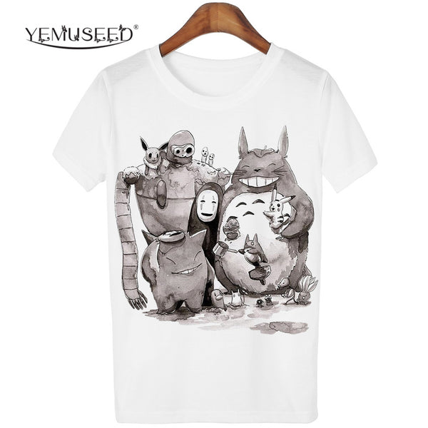 New Cute Totoro T shirt Women Cartoon 3D Harajuku Casual Tops Tees Blusa Plus Size O Neck T-shirt camisetas G