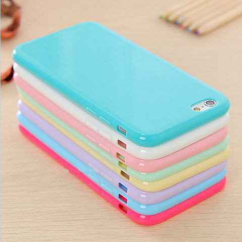 Hot ! Solid Candy Color TPU Soft Rubber Skin Cover Phone Case for Apple iphone 6 4.7'' inch Phone Accessories 12 Colors