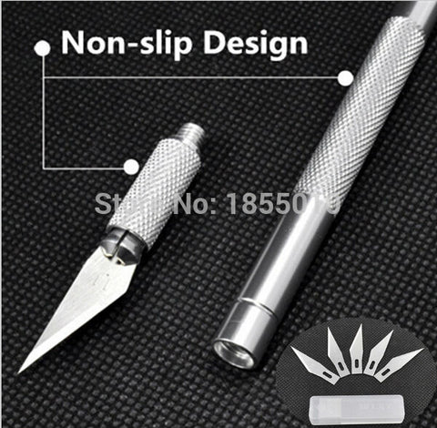 1 set/ Metal Handle Scalpel, Blade Knife Wood Paper Cutter Craft Pen Knives,Engraving DIY Hand Tools