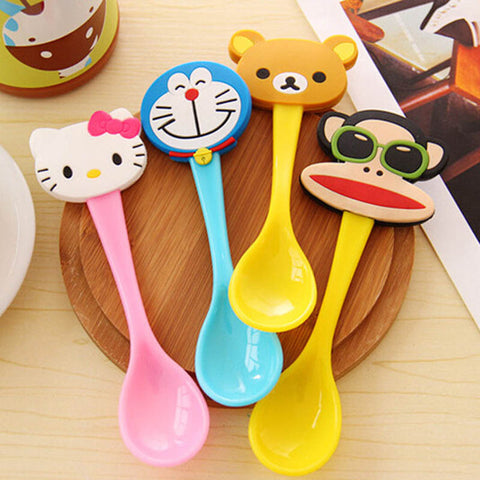 Lovely Cartoon Baby Spoon Kids Tableware Baby Feeding Tools Ice Cream/Coffee Spoon Multicolor 1 Piece