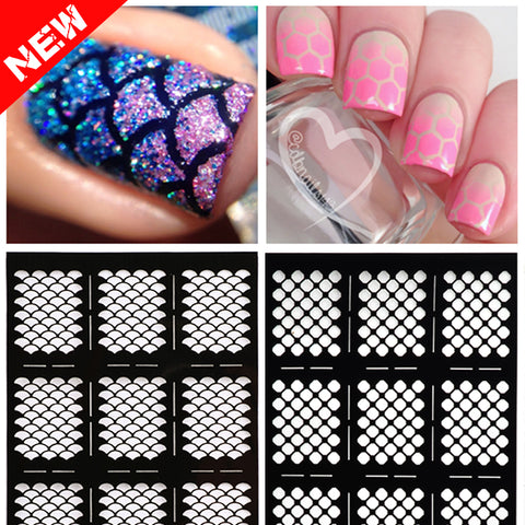 1sheet New Reusable Stamping Nail Art Hollow Black Templates Stencils Stickers Vinyls Image Guide Polish Manicure Tools