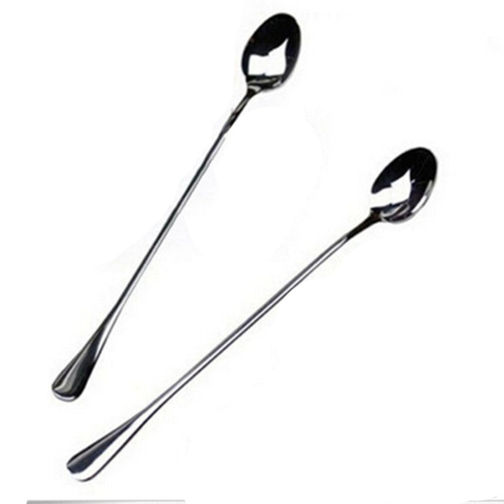 Factory Price! 2PCS Long Handle Stainless Steel Tea Coffee Spoons Ice Cream Cutlery New 5076