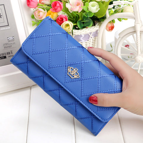 2016 New fashion women wallet brand Long design women wallets pu leather lattice high quality  female purse clutch bag 8 colors
