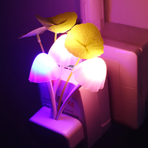 Novelty US & EU Plug Night Light Induction Dream Mushroom Fungus LED Lamp 3 LEDs Mushroom Lamp led night lights Luminaria