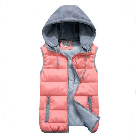 women's cotton wool collar hooded down vest Removable hat Hot high quality Brand New female winter warm Jacket&Outerwear Thicken