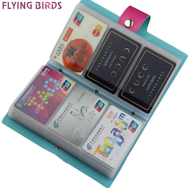 FLYING BIRDS!double Hasp women&men card bags name ID Business Card Holder High Quality Leather 96 Bank credit Card Case LS4061fb