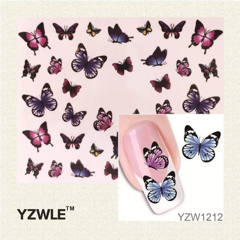YZWLE Fashion Cute DIY Watermark Butterflies Tip Nail Art, Nail Sticker & Decal Manicure Nail Tools