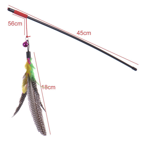 Top quality Pet cat toy Cute Design bird Feather Teaser Wand Plastic Toy for cats Color Multi Products For pet Free shipping
