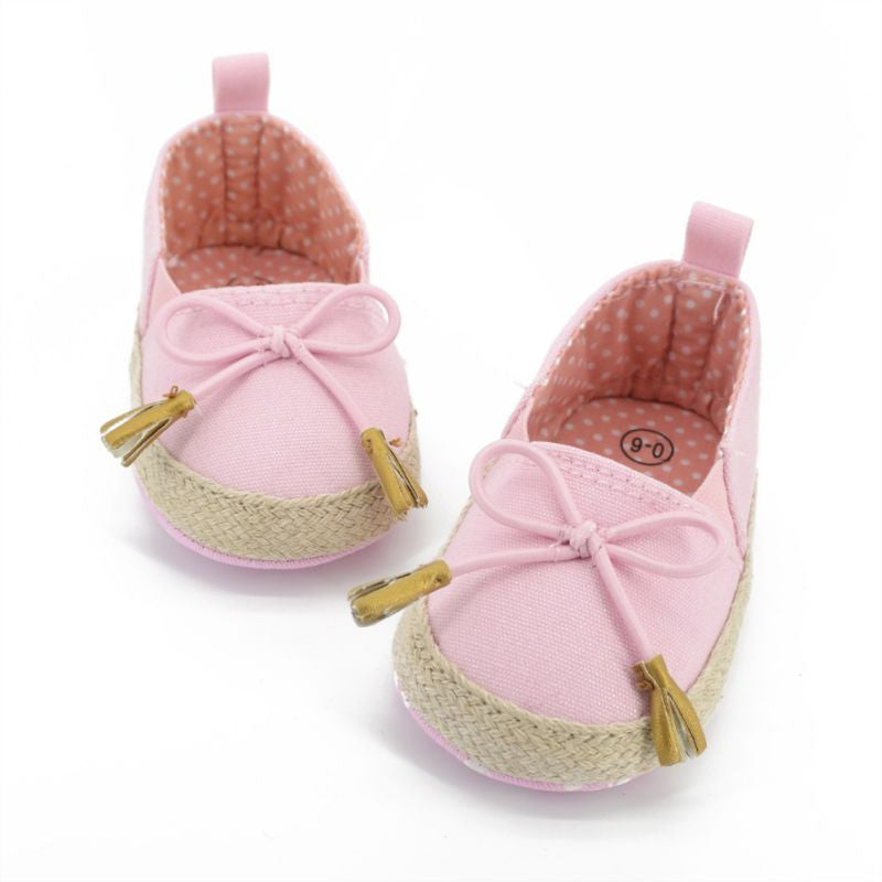 New Kids Baby Girls Soft Soled Bowknot Crib Shoes Toddler Canvas Prewalker 0-18M