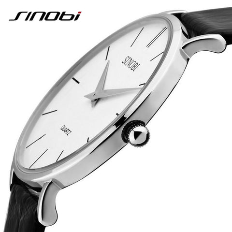 Super slim Quartz Casual Wristwatch Business JAPAN SINOBI Brand Leather Analog Quartz Watch Men's Fashion 2017 relojes hombre