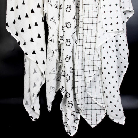 Ainaan Muslin Cotton Baby Swaddles For Newborn Baby Blankets Black & White Gauze Bath Towel